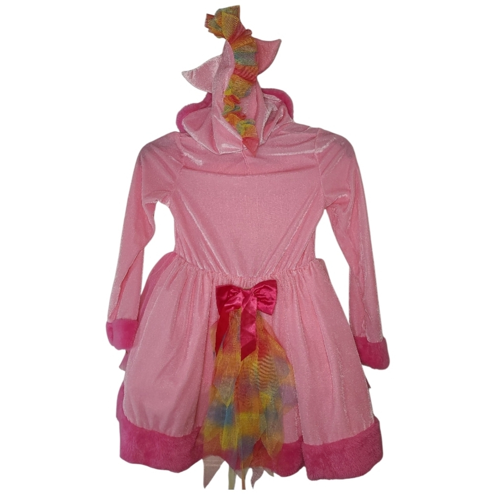 Pink Rainbow Dress up Velour Unicorn Cosplay Costume Dress  Girls Small NEW